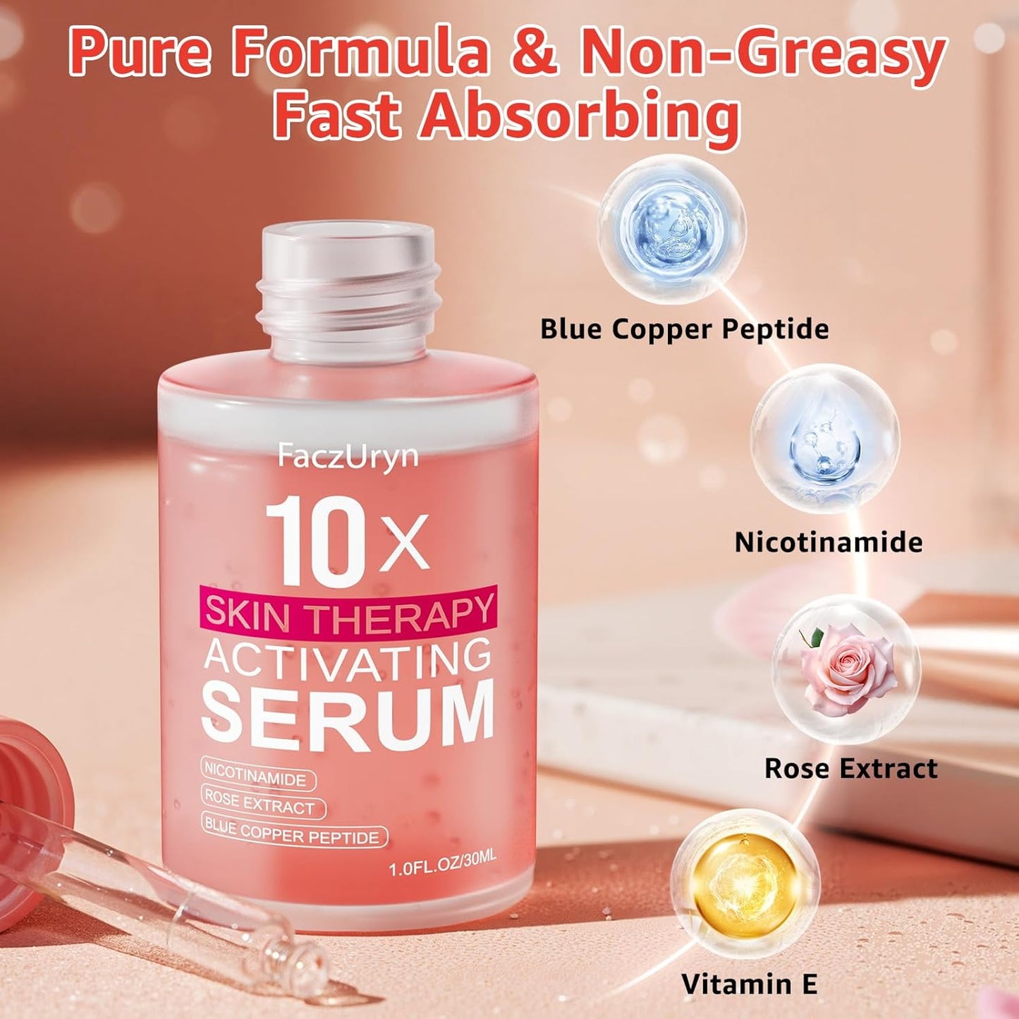 Red Light Therapy Serum (1 Oz) – Anti-Aging Rose Extract & Vitamin E Booster 🌟⚡️