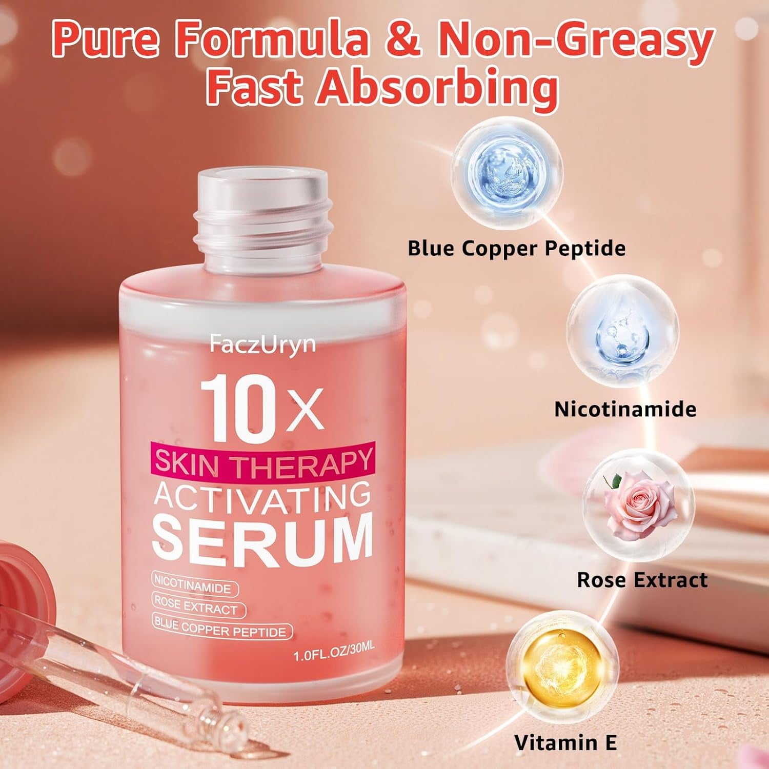 Red Light Therapy Serum (1 Oz) – Anti-Aging Rose Extract & Vitamin E Booster 🌟⚡️