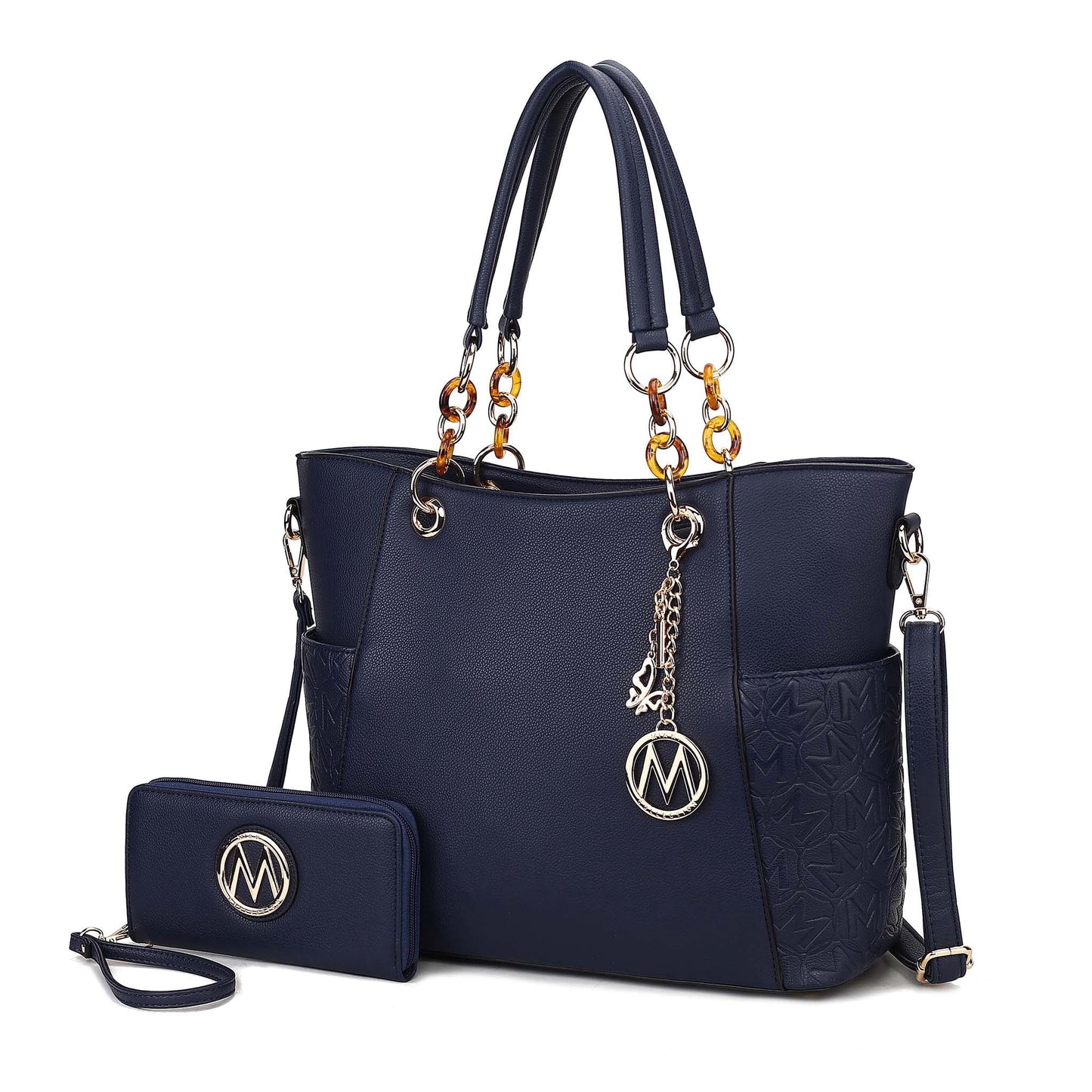Mia K. Bonita Checker Tote & Wristlet Set – Vegan Leather 2-Piece Shopper 👜✨