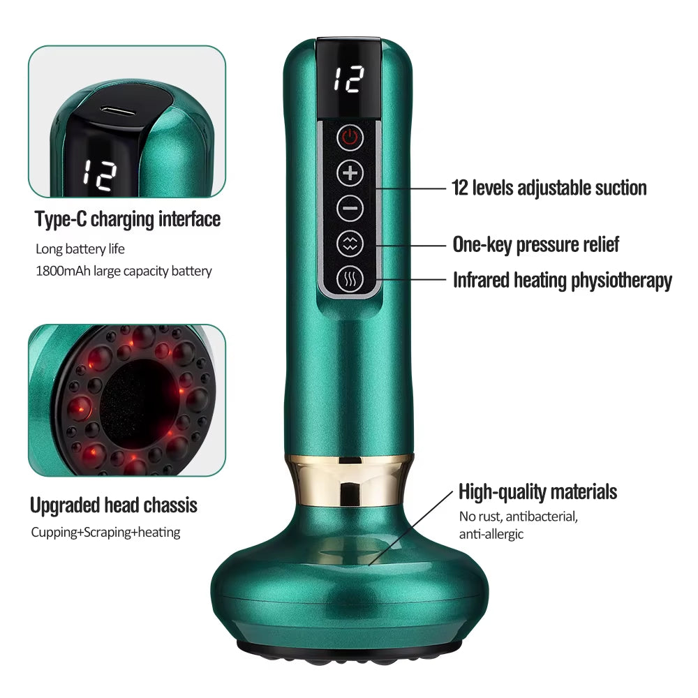 Bare N Bliss 3-in-1 Smart Cupping & Gua Sha Therapy | 12-Level Infrared Heat ✨