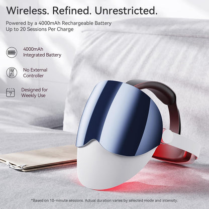 Transform Your Skin with Our FDA Cleared Red Light Therapy Face Mask - Truly Wireless, 396 Gold-Wire LEDs, 7 Light Modes for Personalized Care, 20+ Sessions per Charge, Perfect for Travel, Backed by 3-Year Warranty
