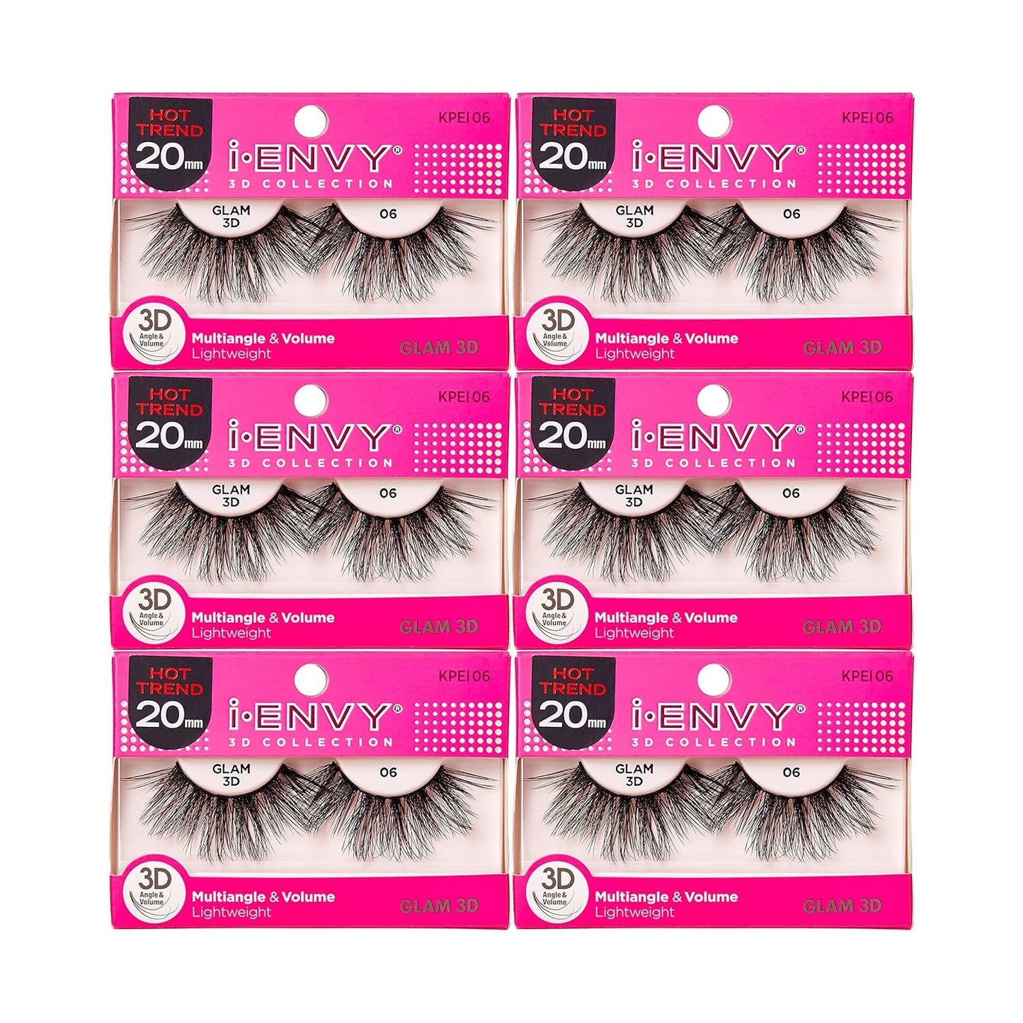 I-Envy 3D Glam Collection 6-Pack – Professional Multi-Angle Volume Lashes (KPEI06) 👁️✨