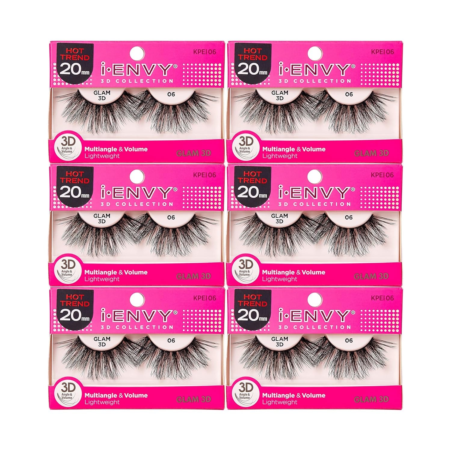 I-Envy 3D Glam Collection 6-Pack – Professional Multi-Angle Volume Lashes (KPEI06) 👁️✨