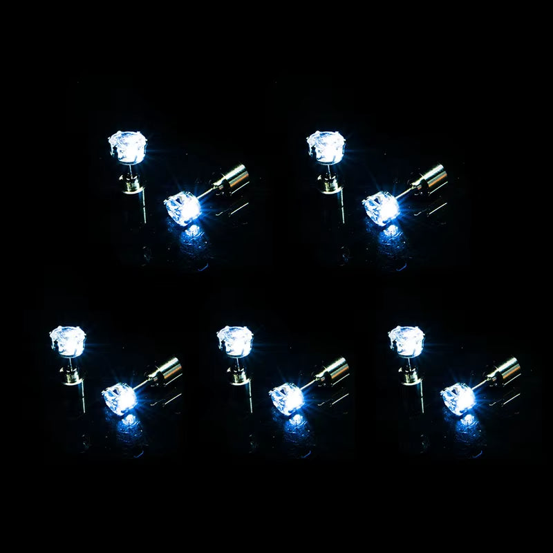 ✨ LED Light-Up Glow Earrings – Bling Crystal Studs for Clubbing, Festivals, & Gogo Dancing | 1/5 Pair Neon Party Jewelry 🌈👂