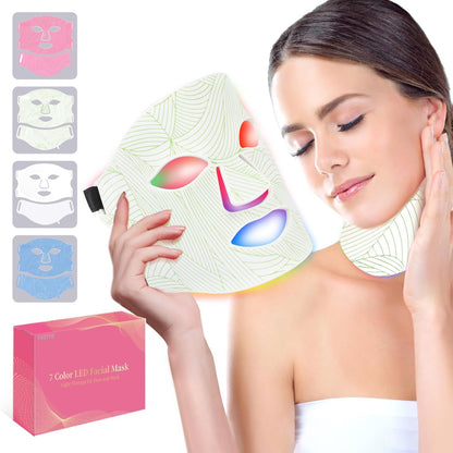 Pro 7-Color LED Face & Neck Therapy Mask – 309 High-Density Beads with 5-Level Brightness for Full-Spectrum Skin Care 🧖‍♀️
