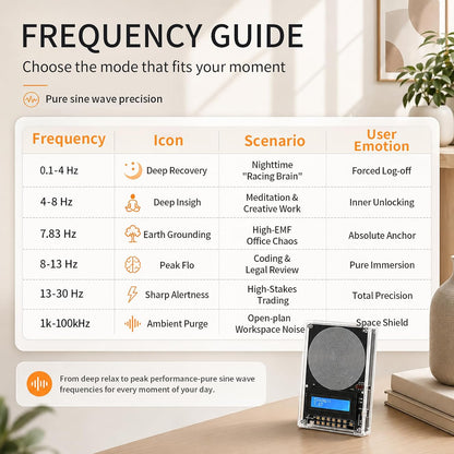 Frequency Generator for Healing Set, 7.83Hz Sine Wave Schumann Resonance Generator with Headphones Included, 0.01Hz-100Khz for Deep Sleep, Peak Focus & Office Recovery (Black) | 7.83Hz Sine Wave Schumann Resonance, Headphones Included, 0.01Hz-100Khz Range, Deep Sleep & Peak Focus