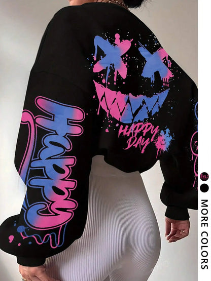 Urban Edge Letter Print Hoodie – Chic Oversized Fall & Winter Sweatshirt 🖤✨