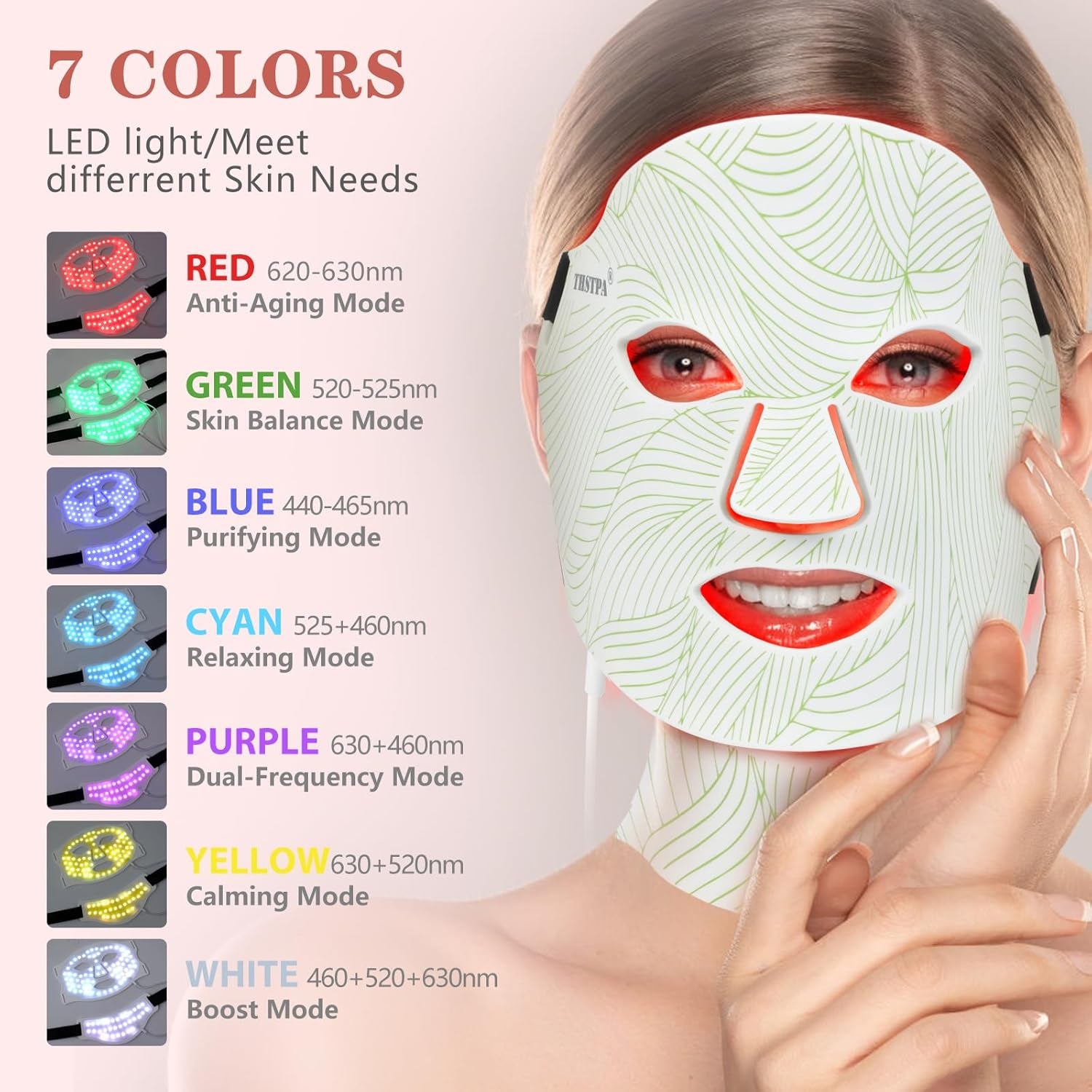 Pro 7-Color LED Face & Neck Therapy Mask – 309 High-Density Beads with 5-Level Brightness for Full-Spectrum Skin Care 🧖‍♀️