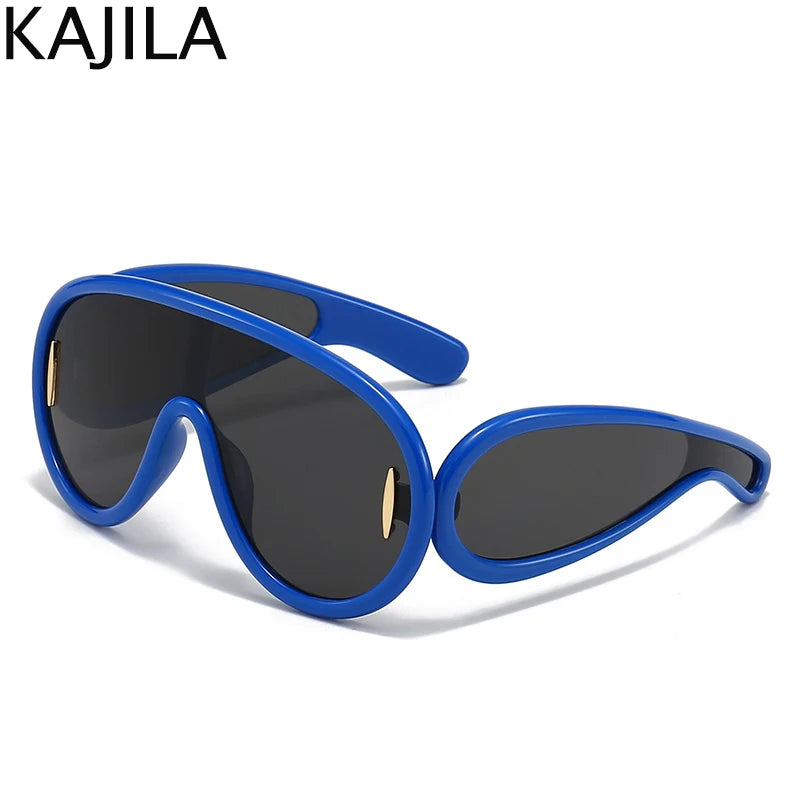 Y2K Cyberpunk Wave Mask Sunglasses – Oversized One-Piece Luxury Steampunk Goggles for Women 🌊