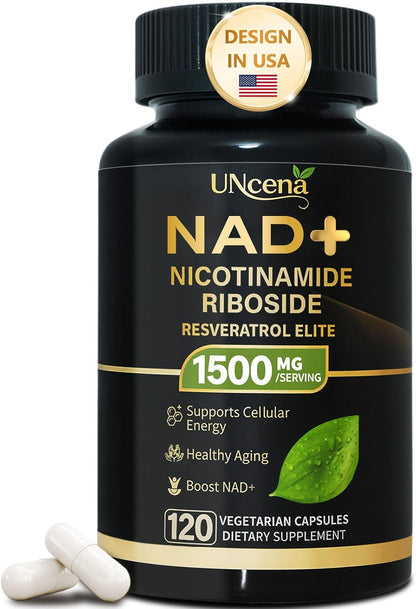 NAD Supplement 1500Mg - Liposomal NAD+ Nicotinamide Riboside with Resveratrol, NAD plus Boosting - Support Cellular Health, Stamina & Healthy Aging for Women & Men- 120 Capsules
