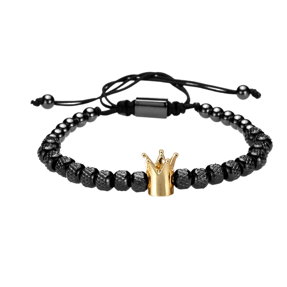 Premium Gold Crown Bracelet – Adjustable 316L Stainless Steel Bangle👑