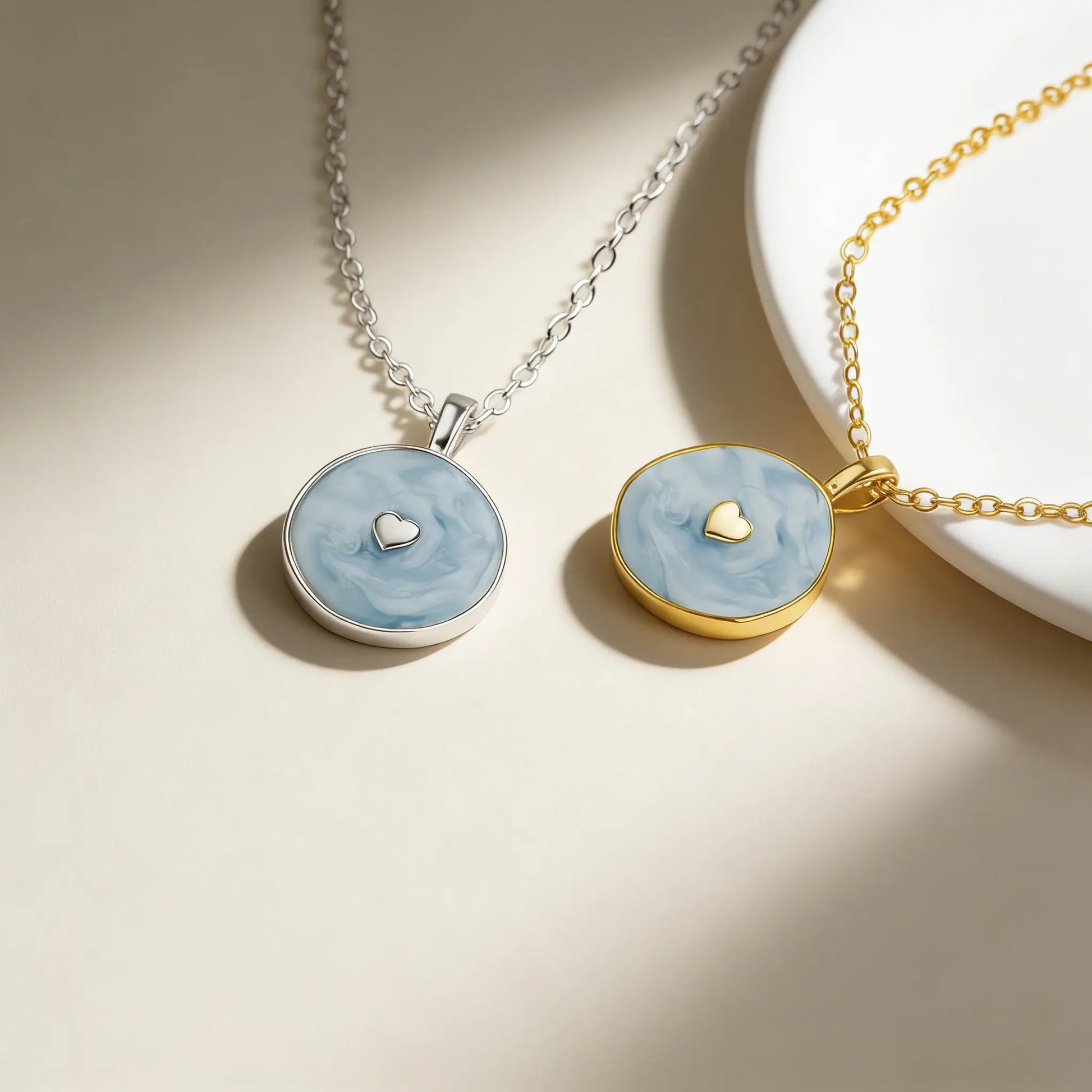 AELNEN Enamel Accent Disc Necklaces - S925 Marble & Minimal Symbol Pendants - Sleek Versatile Jewelry - Gift for Her