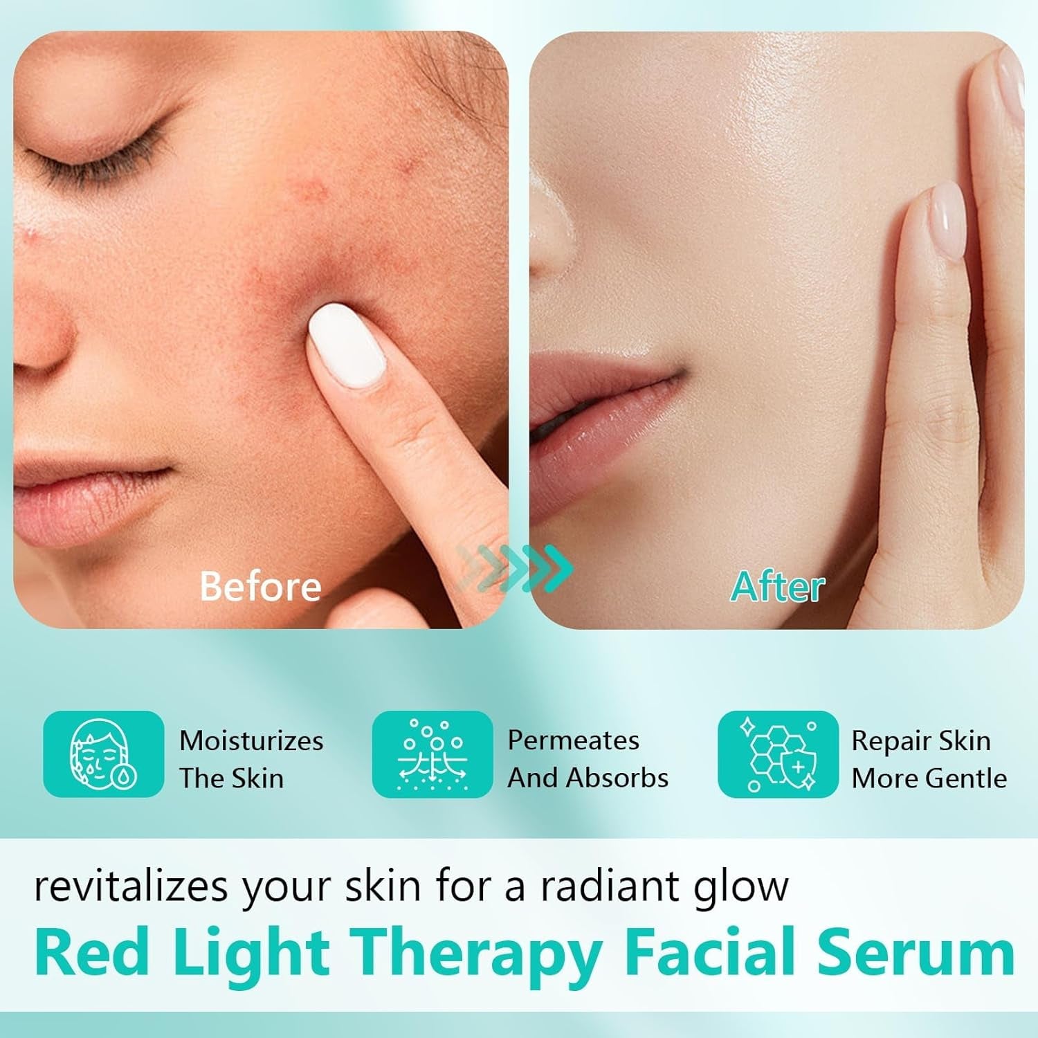 Luminous Red Light Therapy Face & Neck Serum – Anti-Aging Wrinkle Reducer 🌟💧