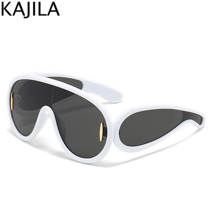 Y2K Cyberpunk Wave Mask Sunglasses – Oversized One-Piece Luxury Steampunk Goggles for Women 🌊