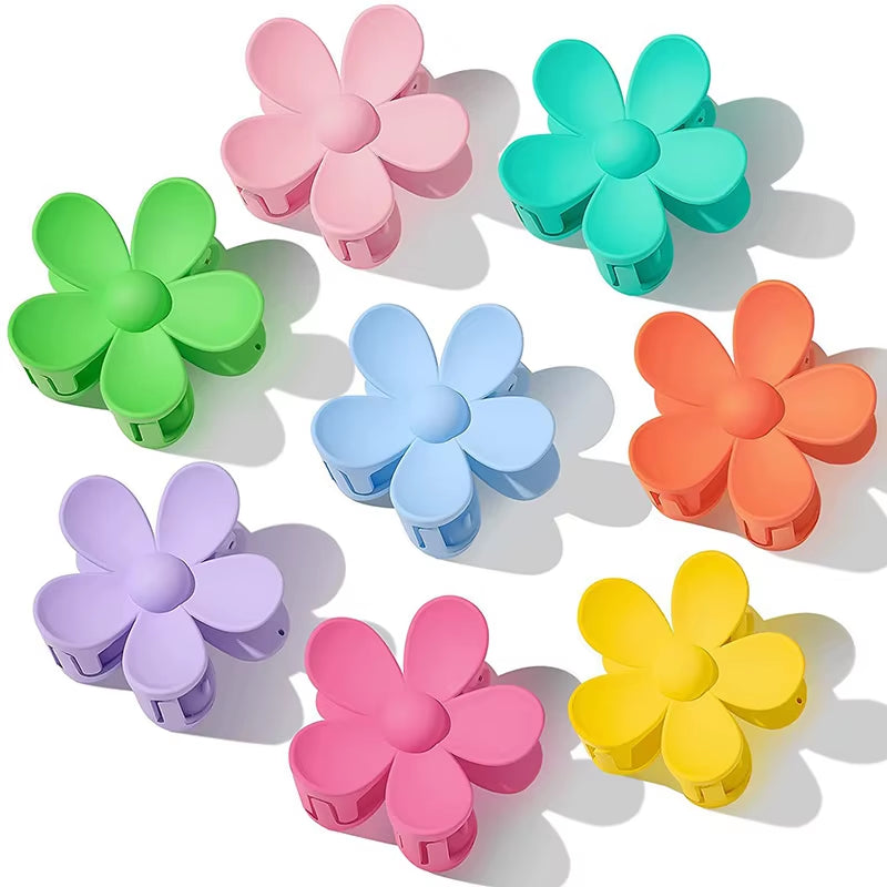 🌸 7CM Matte Frosted Flower Hair Claw – Elegant Lily Floral Shark Clip for Women & Girls  ✨🎀