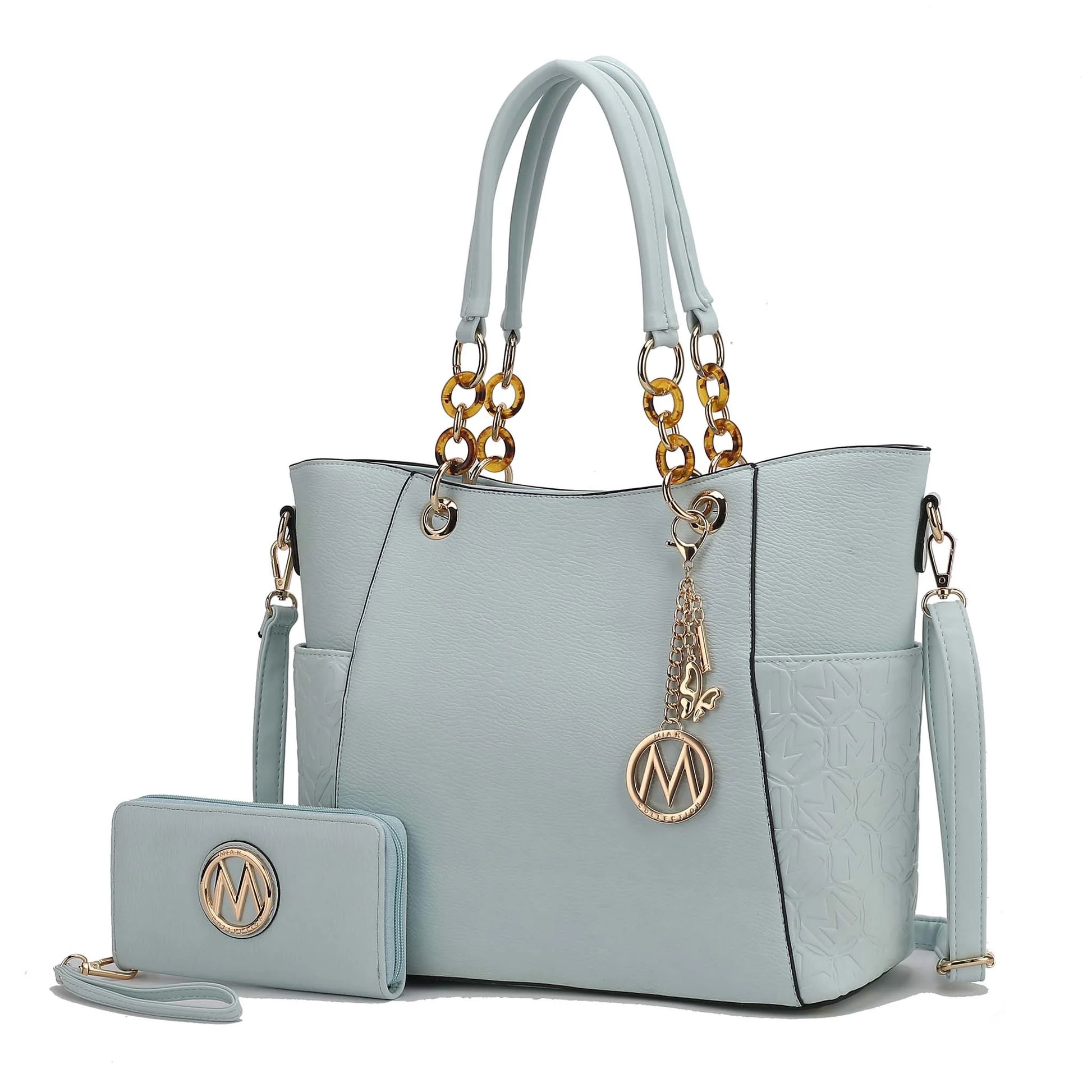 Mia K. Bonita Checker Tote & Wristlet Set – Vegan Leather 2-Piece Shopper 👜✨