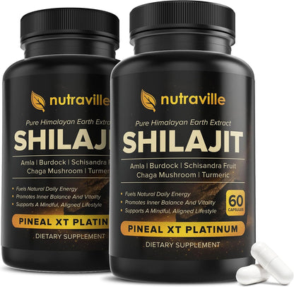 Pineal XT Platinum – Pure Himalayan Shilajit Supplement – Supports Energy, Brain Health & Memory - Rapid Pineal Gland Decalcification Cognitive Health Support – 60 Veggie Capsules