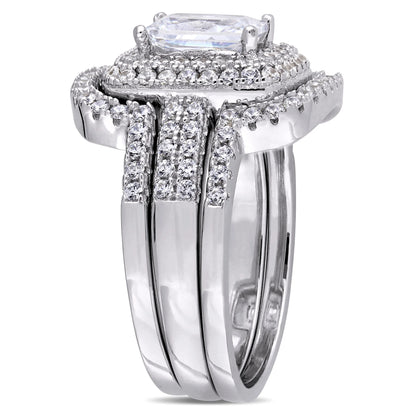 💍 Everlasting Elegance: Emerald & Cubic Zirconia Sterling Silver Bridal Set 🌿