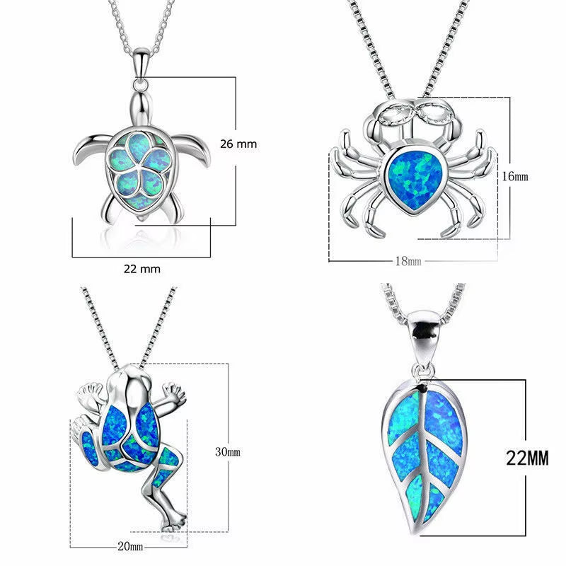 🐢 Bohemian Blue Fire Opal Sea Turtle Necklace – Shimmering Ocean Animal Pendant for Women 🌊✨
