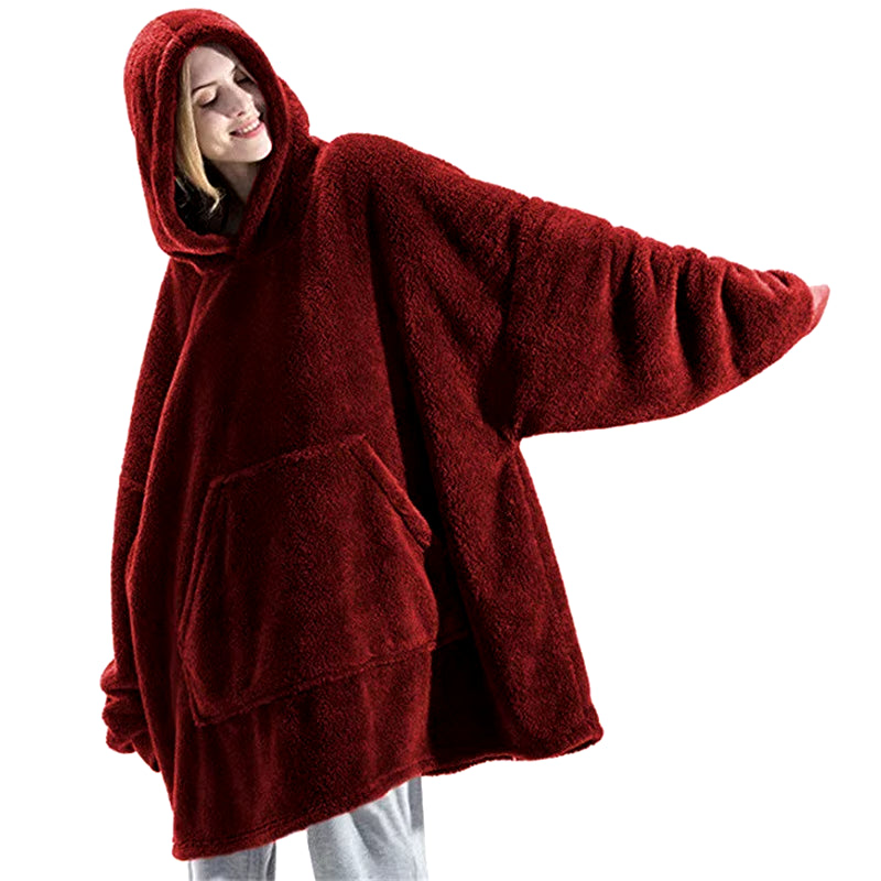 ☁️ Ultra-Soft Double-Faced Fleece Hoodie Blanket – Oversized Wearable Snuggle Robe with Giant Pocket | 2026 Winter Couple’s Warmth 🏠❄️