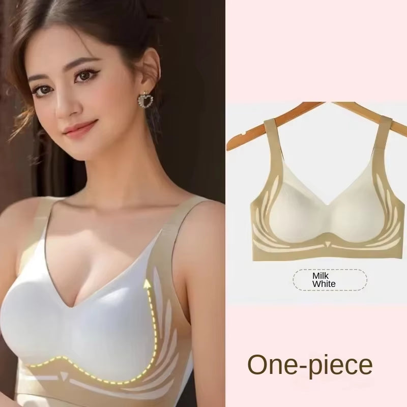 ☁️ Plus Size Super Gather Push-Up Bra – Seamless Full-Coverage Lift & Soft Wireless Support Underwear for Women ✨🧘‍♀️