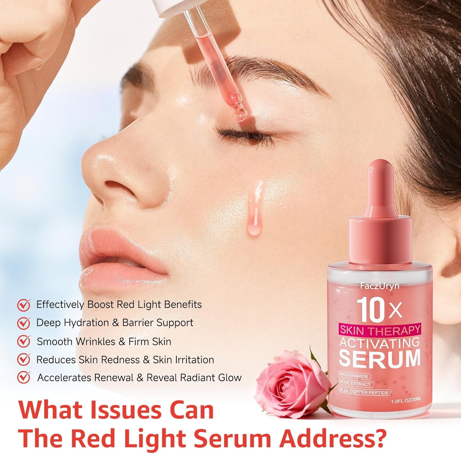 Red Light Therapy Serum (1 Oz) – Anti-Aging Rose Extract & Vitamin E Booster 🌟⚡️