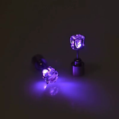 ✨ LED Light-Up Glow Earrings – Bling Crystal Studs for Clubbing, Festivals, & Gogo Dancing | 1/5 Pair Neon Party Jewelry 🌈👂