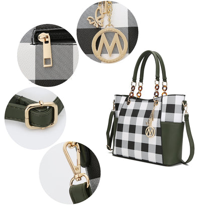 Mia K. Bonita Checker Tote & Wristlet Set – Vegan Leather 2-Piece Shopper 👜✨