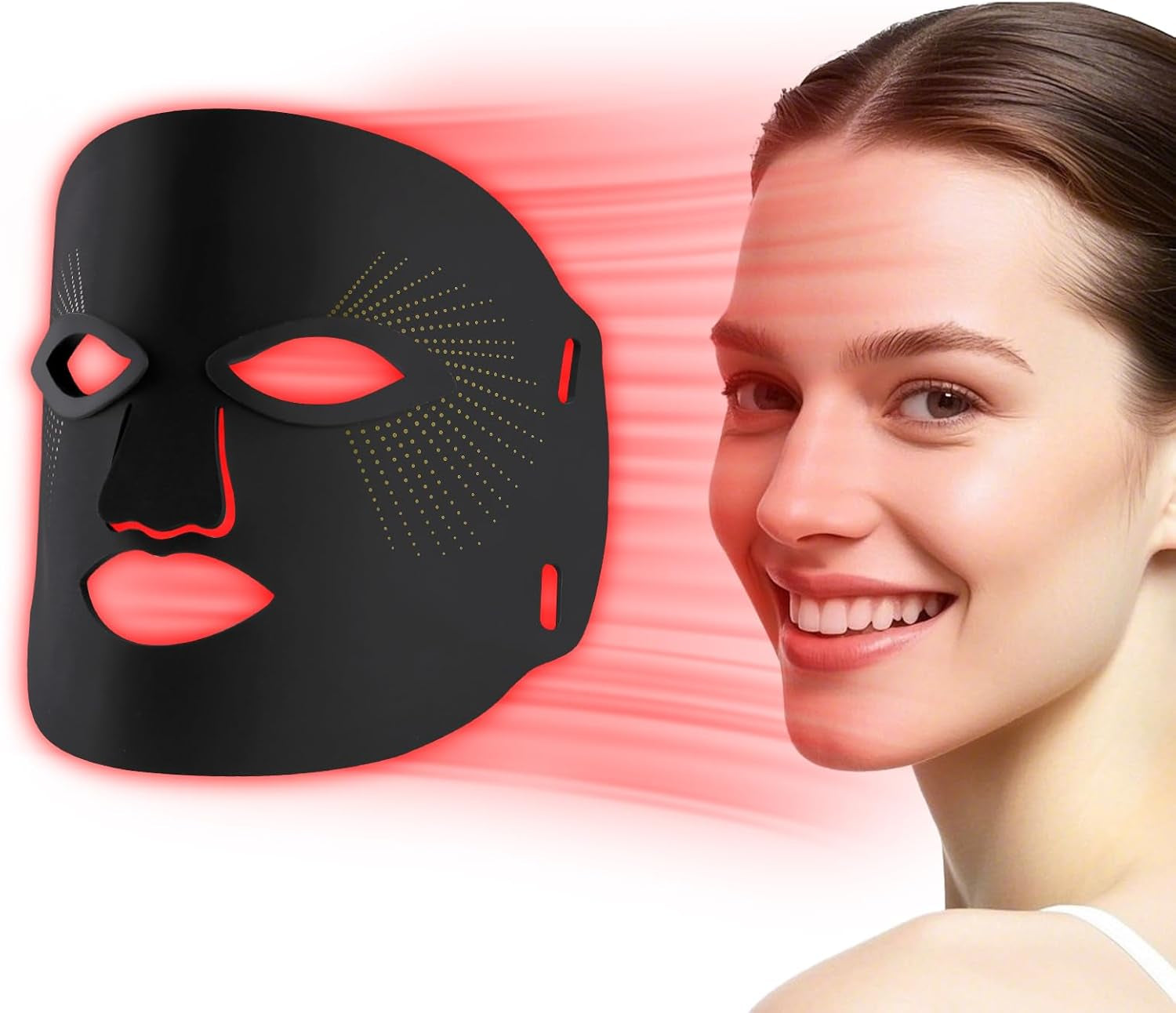 Upgraded Black LED Face Mask – 7-Color Red Light Therapy for Anti-Aging, Wrinkle Removal & Professional Skin Care ✨