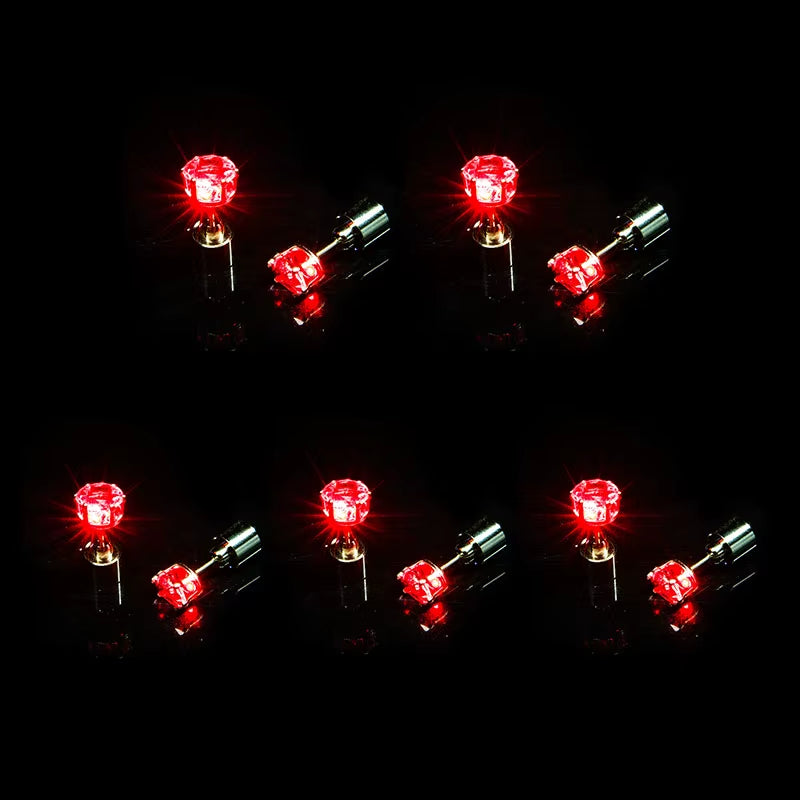 ✨ LED Light-Up Glow Earrings – Bling Crystal Studs for Clubbing, Festivals, & Gogo Dancing | 1/5 Pair Neon Party Jewelry 🌈👂