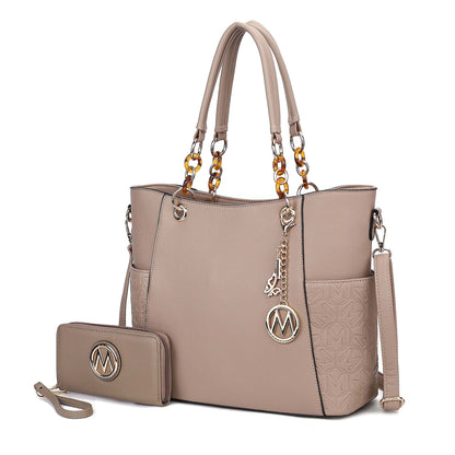 Mia K. Bonita Checker Tote & Wristlet Set – Vegan Leather 2-Piece Shopper 👜✨