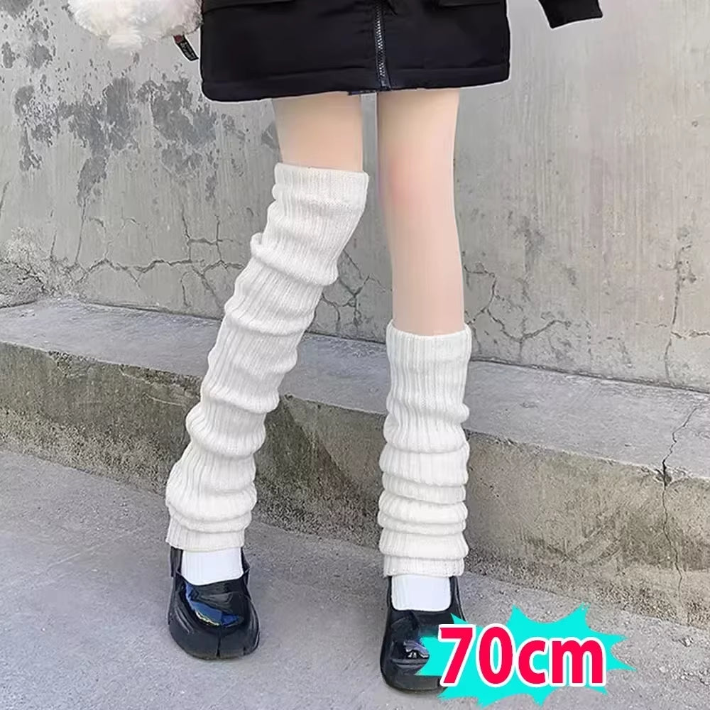 🎀 Y2K Lolita Ribbed Leg Warmers – Extra-Long Knitted Boot Cuffs & Arm Warmers | 40-70cm Soft Crochet Heap Socks for Women ❄️✨
