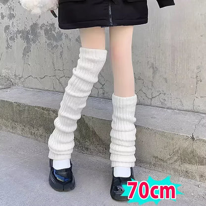 🎀 Y2K Lolita Ribbed Leg Warmers – Extra-Long Knitted Boot Cuffs & Arm Warmers | 40-70cm Soft Crochet Heap Socks for Women ❄️✨