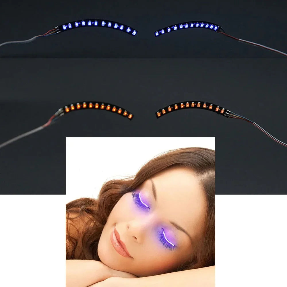 LED Light False Eye Lashes Luminous Eyelash Party Bar Makeup Eyelid Eyeliner Halloween