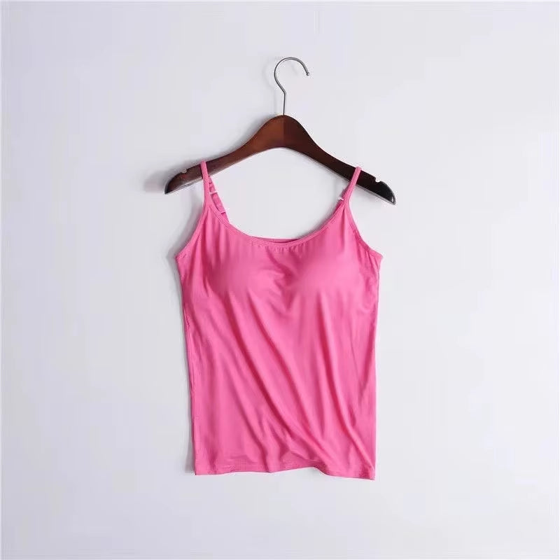 Higher Quality Solid Padded Bra Sexy Women Tops Camisole Top Women Vest Women Camisole with Built in Bra Cami Top Vest Tank Top