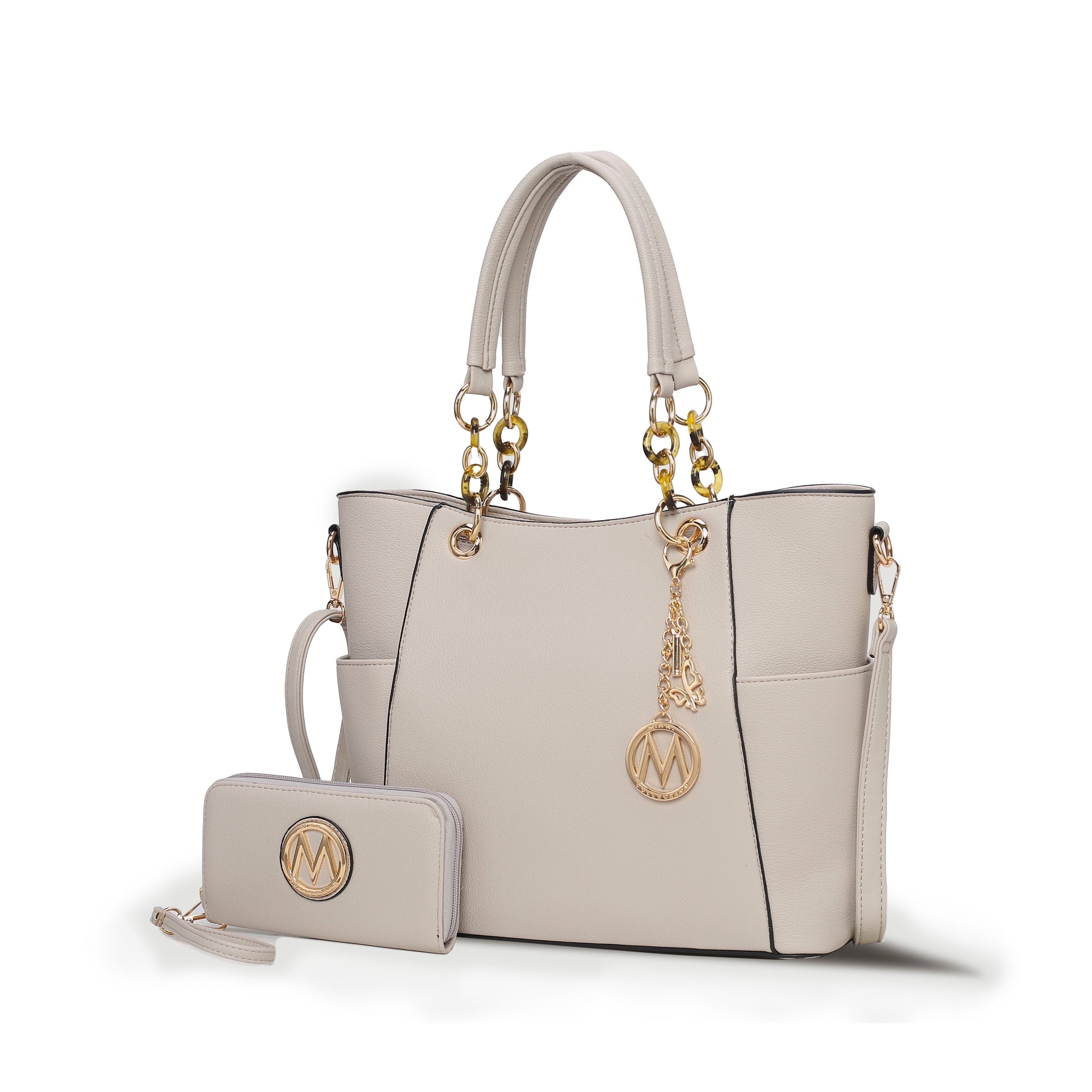 Mia K. Bonita Checker Tote & Wristlet Set – Vegan Leather 2-Piece Shopper 👜✨