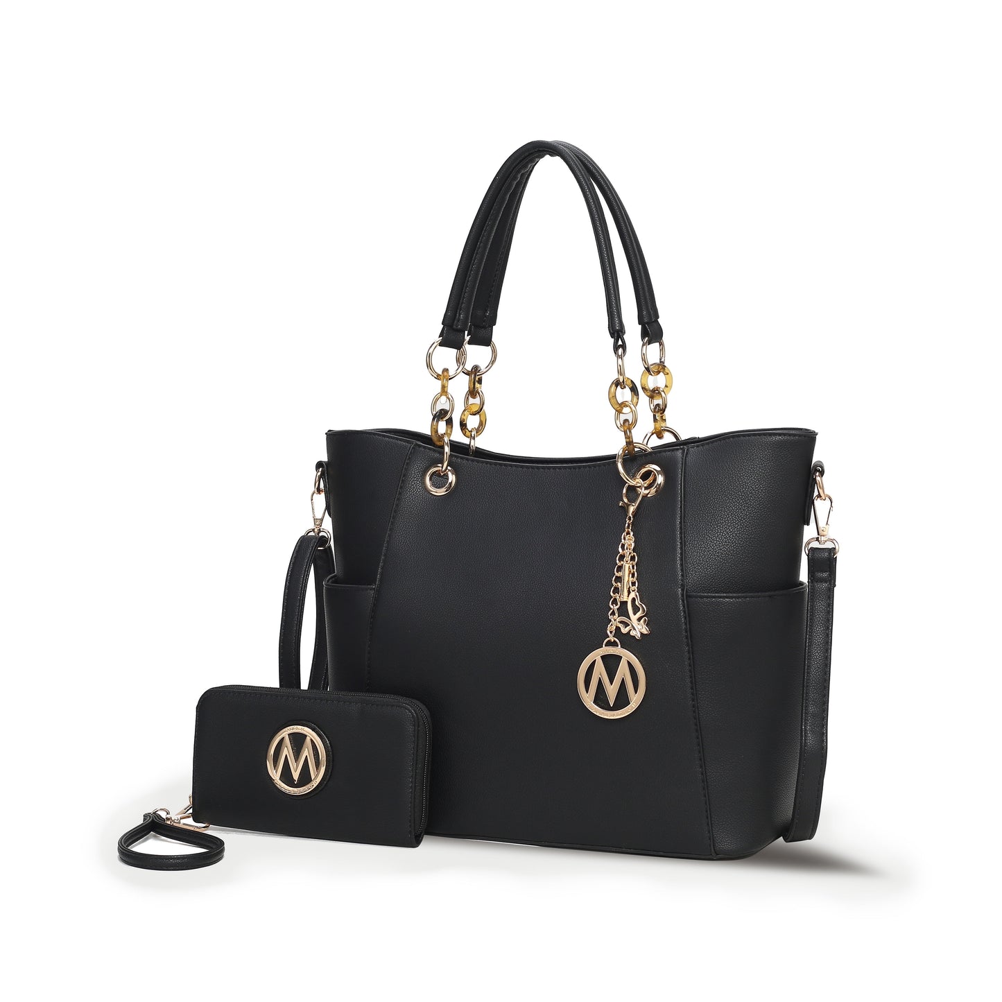 Mia K. Bonita Checker Tote & Wristlet Set – Vegan Leather 2-Piece Shopper 👜✨