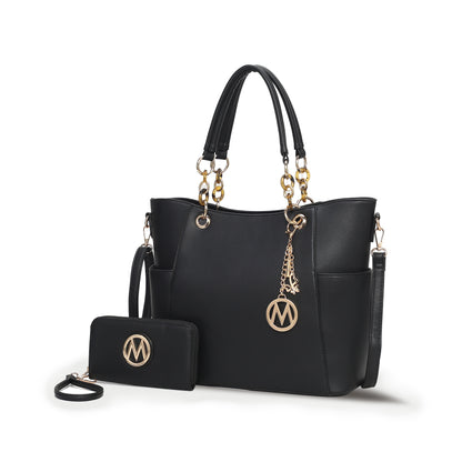 Mia K. Bonita Checker Tote & Wristlet Set – Vegan Leather 2-Piece Shopper 👜✨