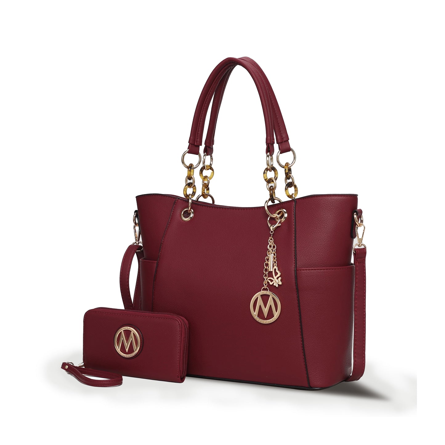 Mia K. Bonita Checker Tote & Wristlet Set – Vegan Leather 2-Piece Shopper 👜✨