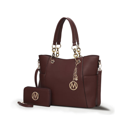 Mia K. Bonita Checker Tote & Wristlet Set – Vegan Leather 2-Piece Shopper 👜✨