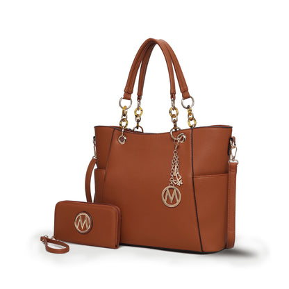 Mia K. Bonita Checker Tote & Wristlet Set – Vegan Leather 2-Piece Shopper 👜✨