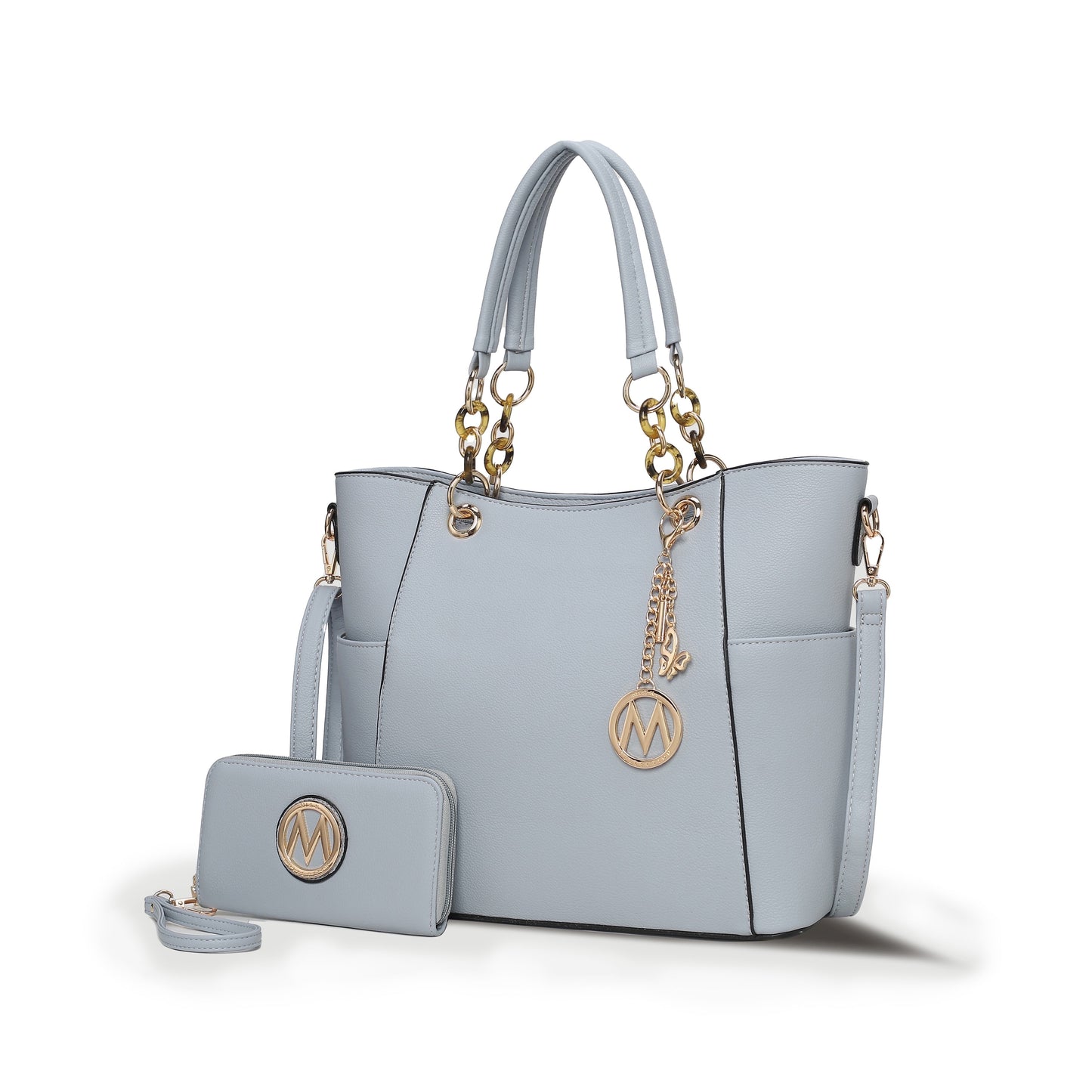 Mia K. Bonita Checker Tote & Wristlet Set – Vegan Leather 2-Piece Shopper 👜✨