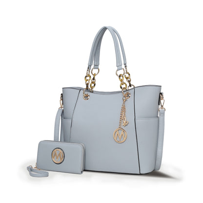Mia K. Bonita Checker Tote & Wristlet Set – Vegan Leather 2-Piece Shopper 👜✨