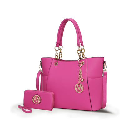 Mia K. Bonita Checker Tote & Wristlet Set – Vegan Leather 2-Piece Shopper 👜✨