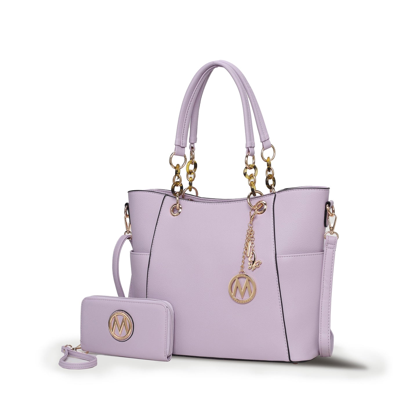 Mia K. Bonita Checker Tote & Wristlet Set – Vegan Leather 2-Piece Shopper 👜✨