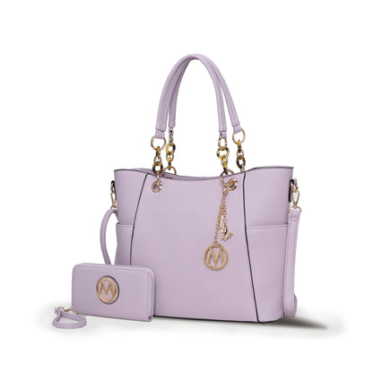 Mia K. Bonita Checker Tote & Wristlet Set – Vegan Leather 2-Piece Shopper 👜✨