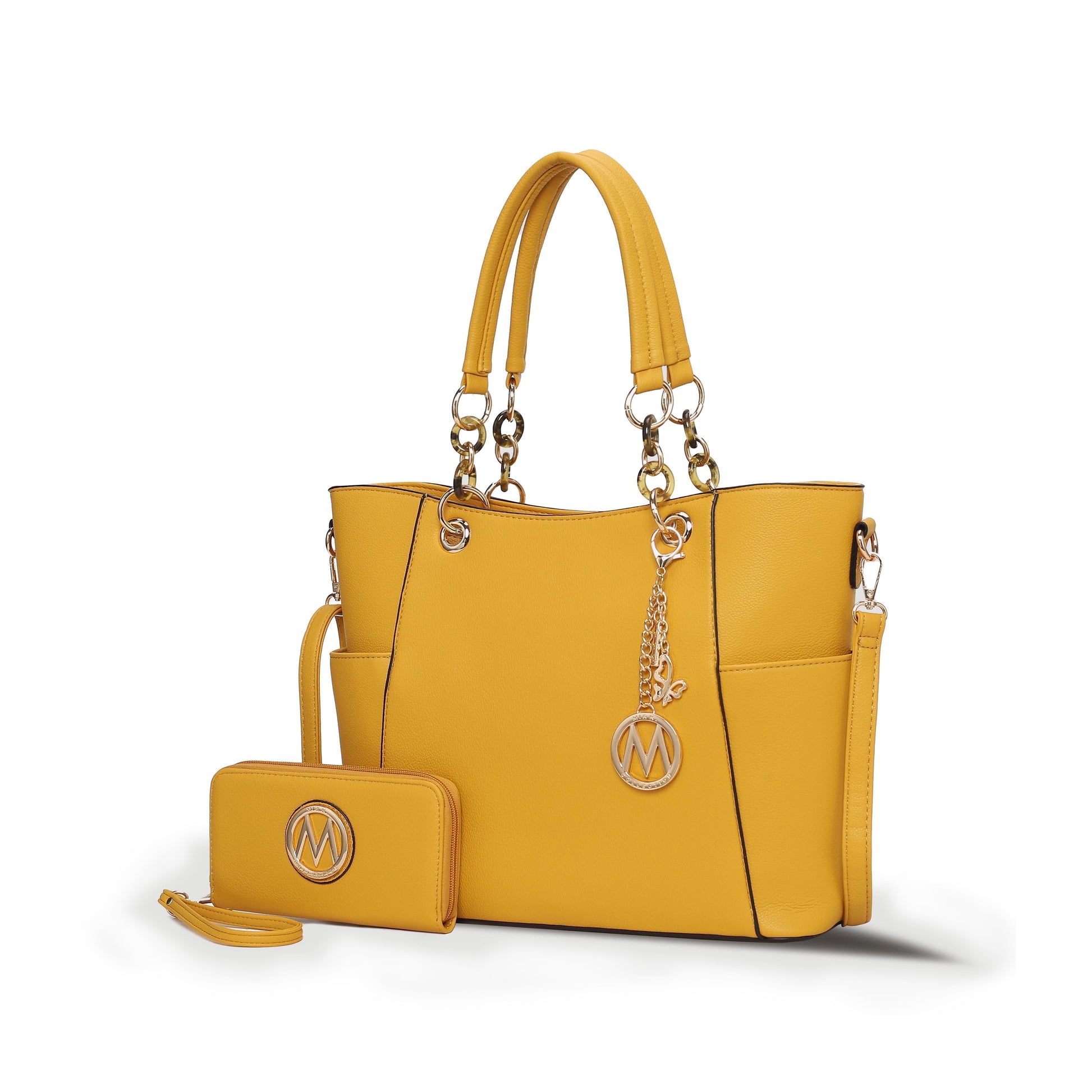 Mia K. Bonita Checker Tote & Wristlet Set – Vegan Leather 2-Piece Shopper 👜✨