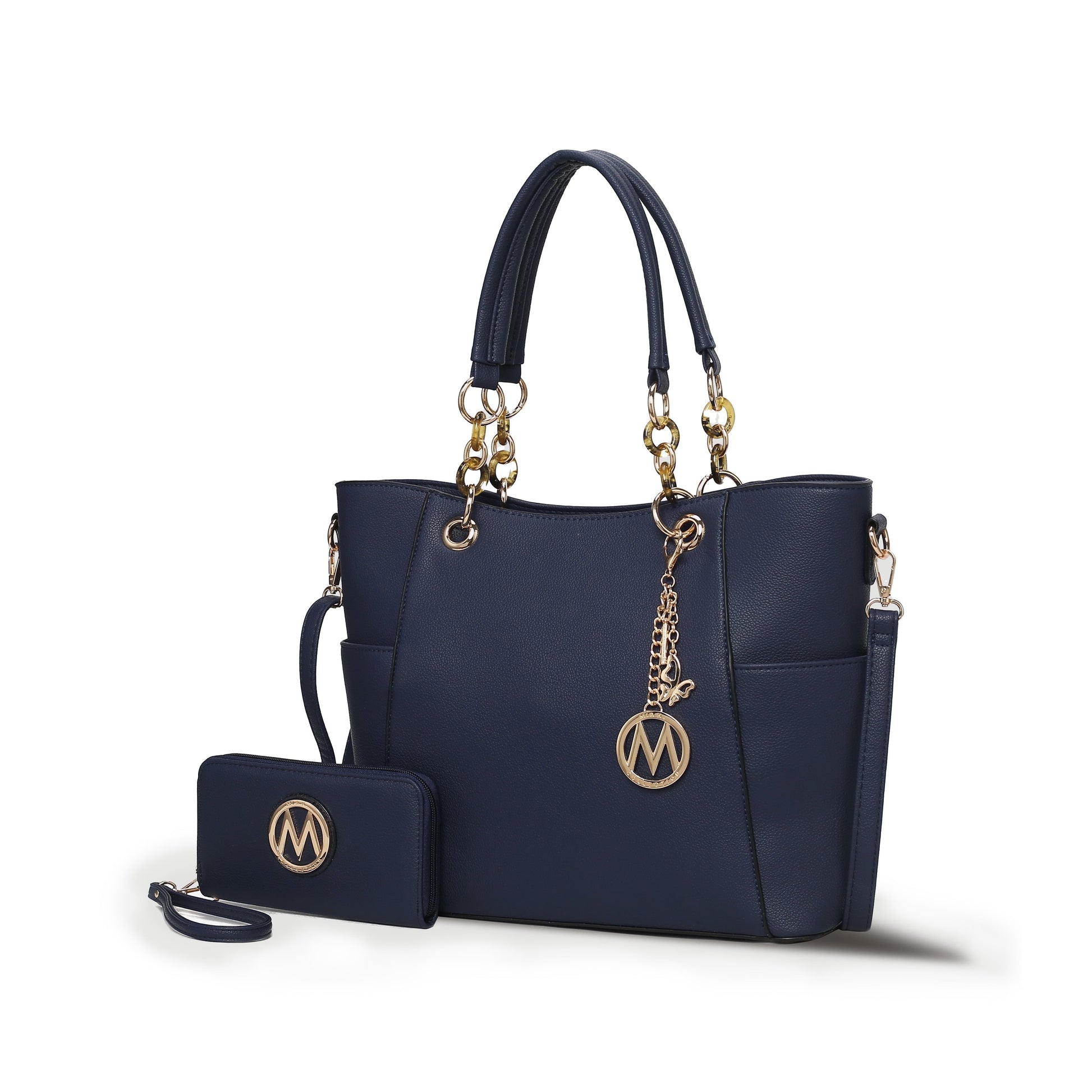 Mia K. Bonita Checker Tote & Wristlet Set – Vegan Leather 2-Piece Shopper 👜✨