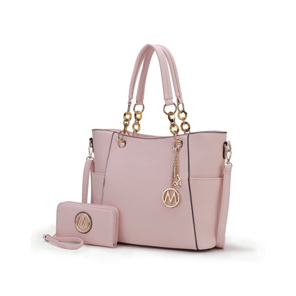 Mia K. Bonita Checker Tote & Wristlet Set – Vegan Leather 2-Piece Shopper 👜✨
