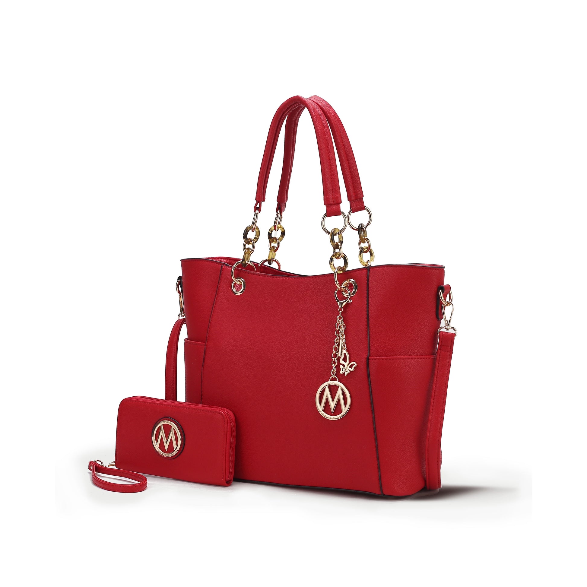 Mia K. Bonita Checker Tote & Wristlet Set – Vegan Leather 2-Piece Shopper 👜✨